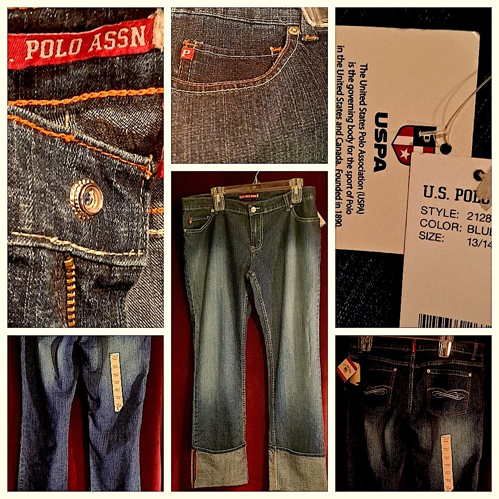 US Polo Assn. Jeans Womens 13/14  Mid-Rise Rinse Wash Stretch Blue Denim